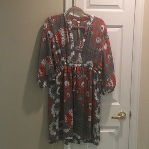 Drawstring silk dress